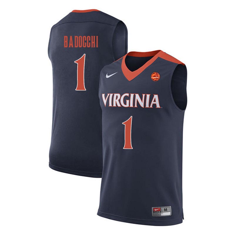 Men Virginia Cavaliers #1 Francesco Badocchi College Basketball Jerseys-Navy